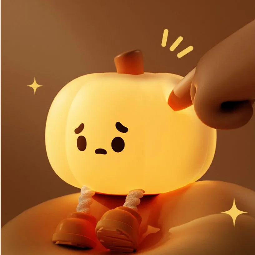 Home Decor Halloween Pumpkin Night Light Cute Soft Silicone Lamp Touch Dimmable Rechargeable Bedside Decor Light Kids Gifts Halloween Decorations - McRick Shop