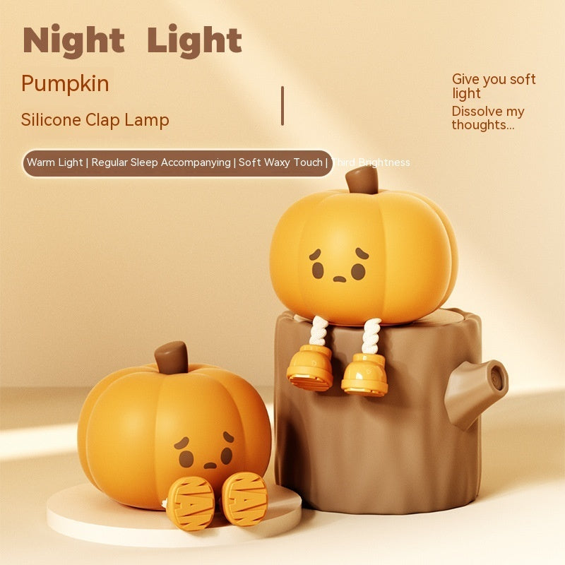 Home Decor Halloween Pumpkin Night Light Cute Soft Silicone Lamp Touch Dimmable Rechargeable Bedside Decor Light Kids Gifts Halloween Decorations - McRick Shop