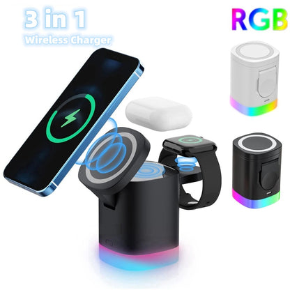 3 in 1 RGB magnetic wireless fast charger - McRick Shop