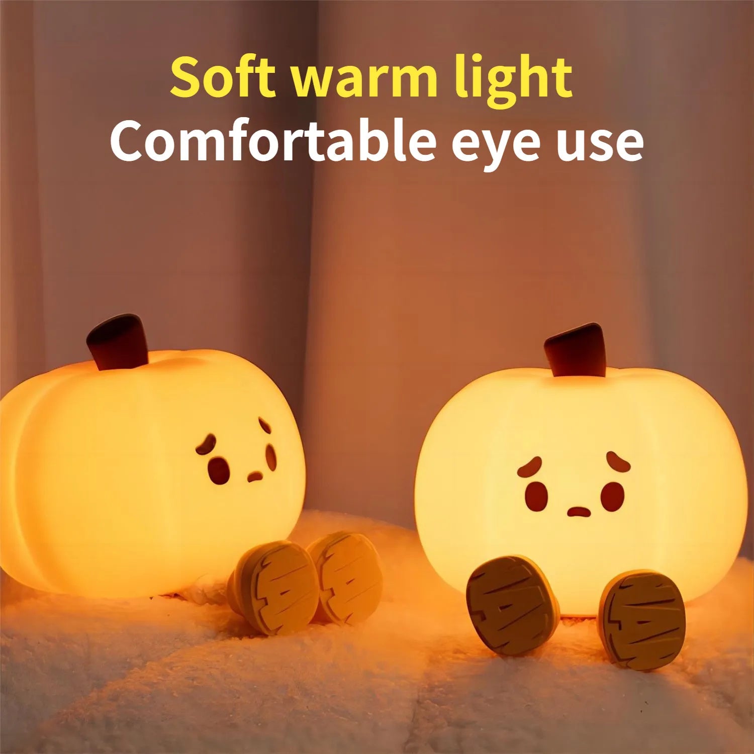 Home Decor Halloween Pumpkin Night Light Cute Soft Silicone Lamp Touch Dimmable Rechargeable Bedside Decor Light Kids Gifts Halloween Decorations - McRick Shop